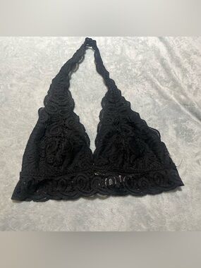 PINK Victoria's Secret Black Lace Bralette with Pink Logo Tag